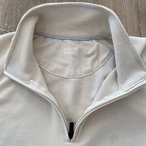Lands’ End Men’s Quarter-Zip Pullover – Cream / Off-White – M